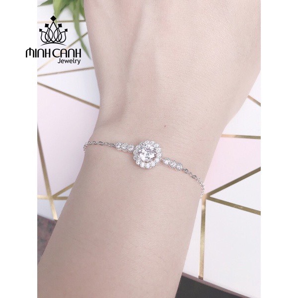 Lắc Tay Bạc Hoa Đá Tròn Dây Mảnh Minh Canh Jewelry