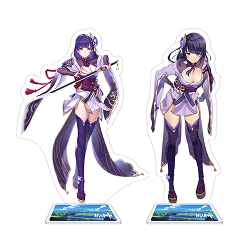 Mô hình nhân vật anime Genshin hai mặt có giá đỡ bằng acrylic