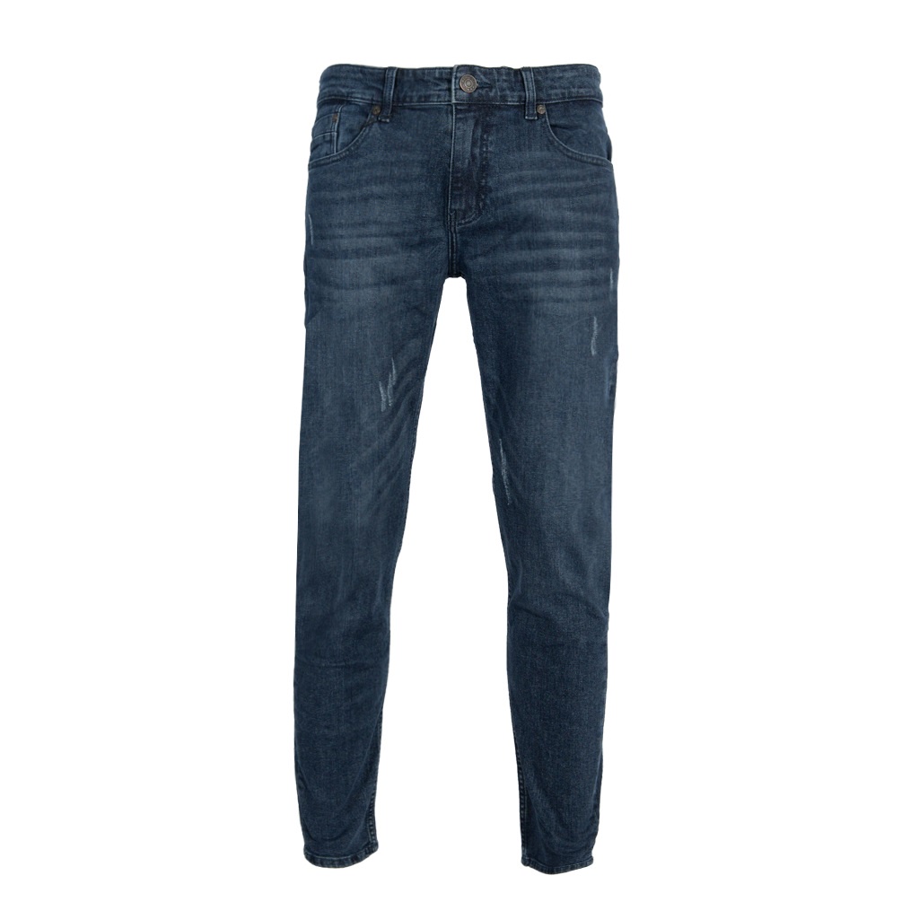 Quần jean nam hàng hiệu Owen QJSL220287 dáng slim fit ống côn màu xanh đậm vải bò denim cotton cao cấp bền đàn hồi tốt