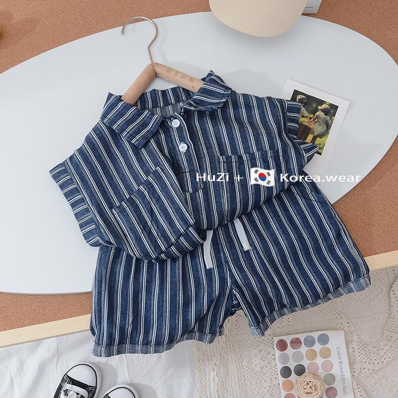 Set Áo Thun Ngắn Tay + Quần Yếm Denim Phong Cách Hàn Quốc Thời Trang Mùa Hè Cho Bé Trai