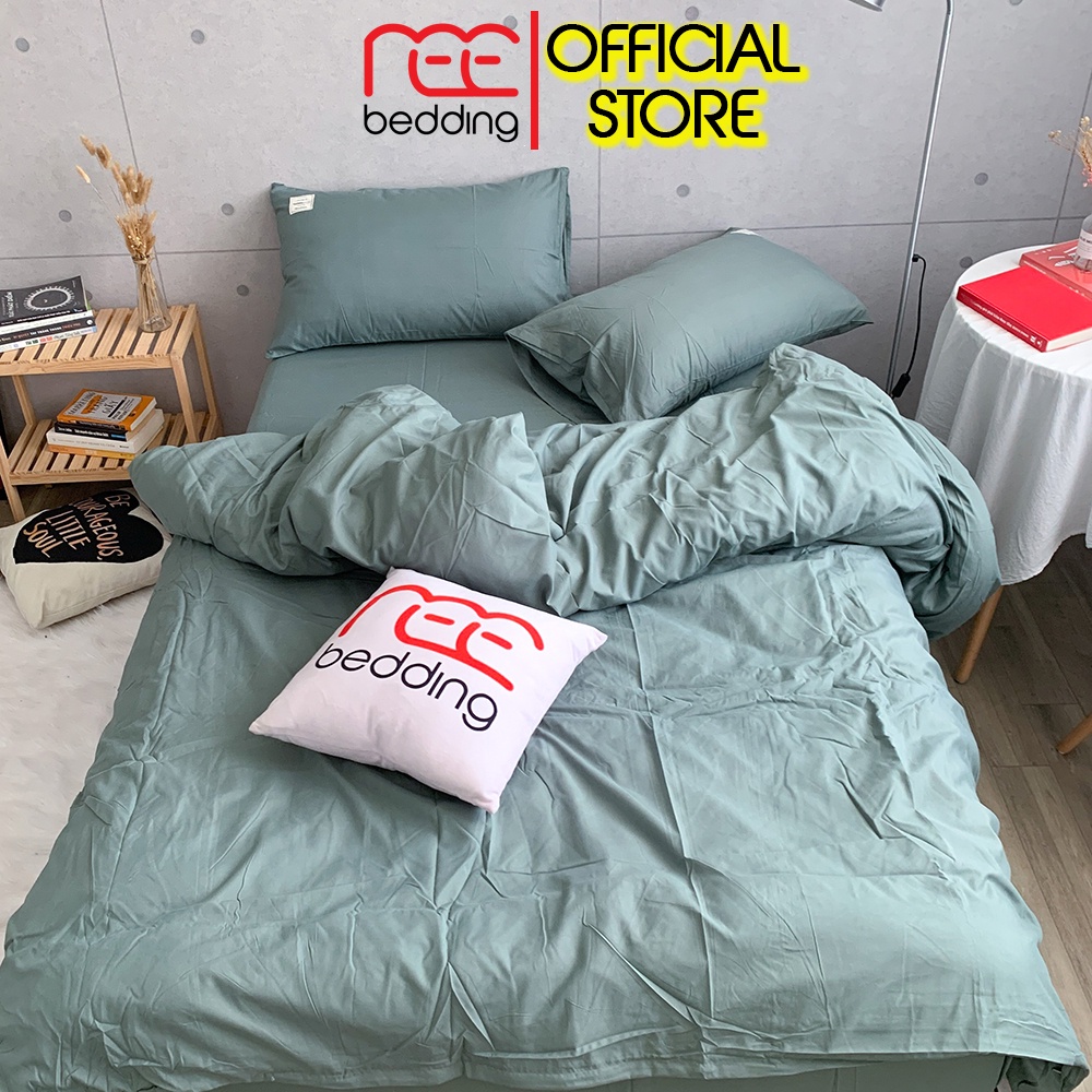 Bộ chăn ga gối Cotton TC REE Bedding xanh xám FULL đủ size giường nệm CTC112