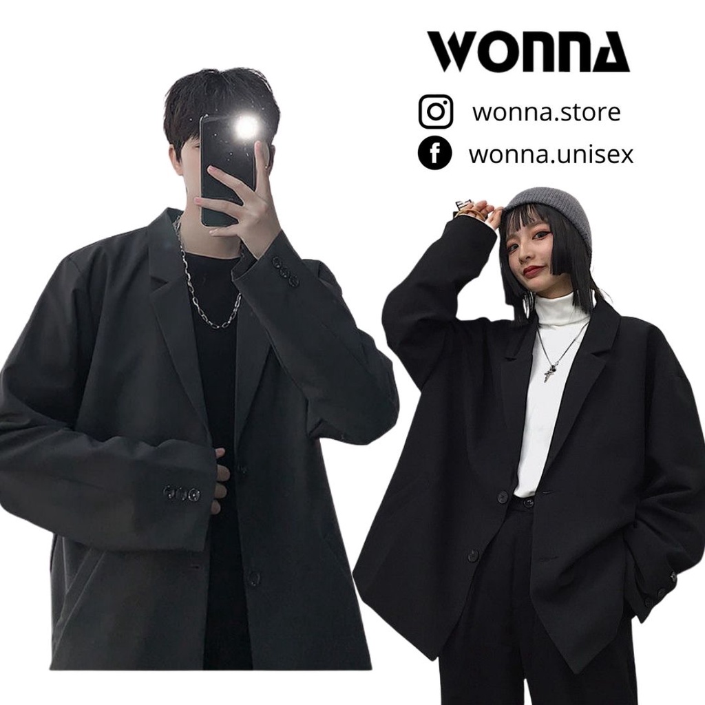 ÁO BLAZER NAM NỮ ÁO KHOÁC UNISEX PHONG CÁCH HÀN QUỐC ÁO VEST MÀU ĐEN ĐƠN GIẢN MINIMALIST BASIC CÔNG SỞ
