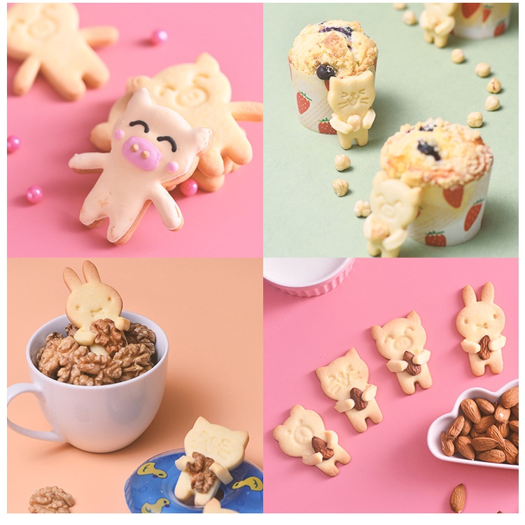 Khuôn Làm Bánh Quy Hình Gấu / Thỏ / Heo / Mèo / Gấu Hoạt Hình Sáng Tạo
