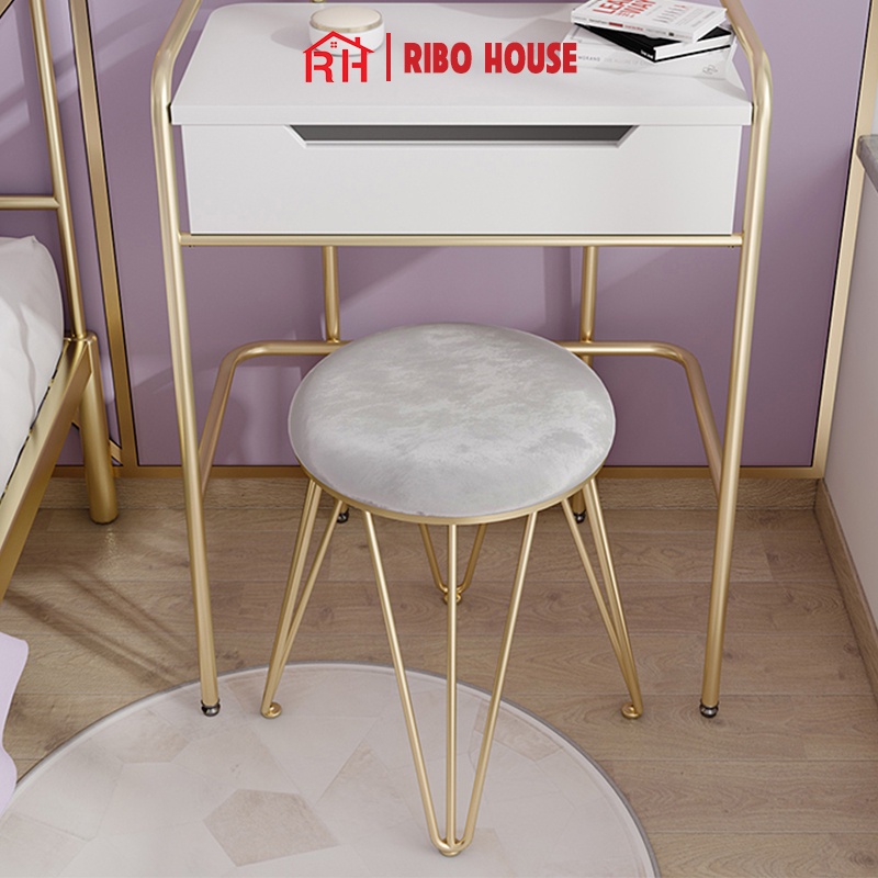 Ghế đôn RIBO HOUSE bàn trang điểm kiểu dáng hình chân nhện ghế decor phòng ngủ sapa tiệm nails RIBO182