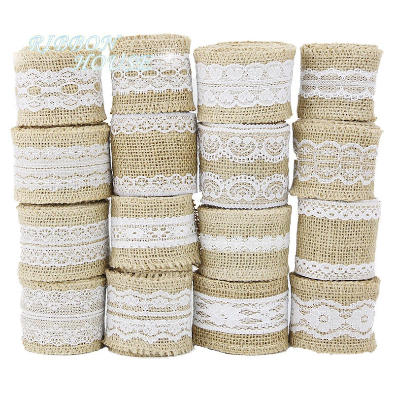 Cuộn ruy băng sợi đay tự nhiên để trang trí tiệc cưới dài 2m 5cm