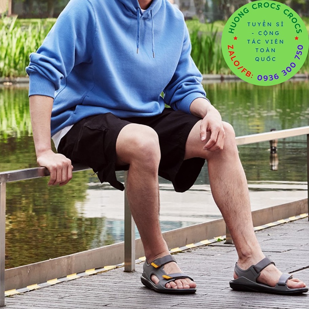 DÉP SANDAL CROCS SWIFTWATER WAVE EXPEDITION CHO NAM MÀU GHI CHUẨN XỊN FULL BOX