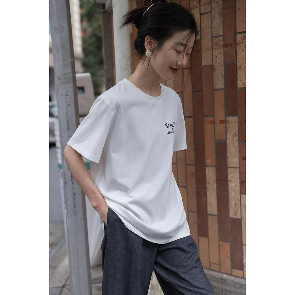 Ao Thun Nữ Hàn Quốc, Áo thun in hình chữ thời trang chất thun cotton, áo thun dáng rộng nữ