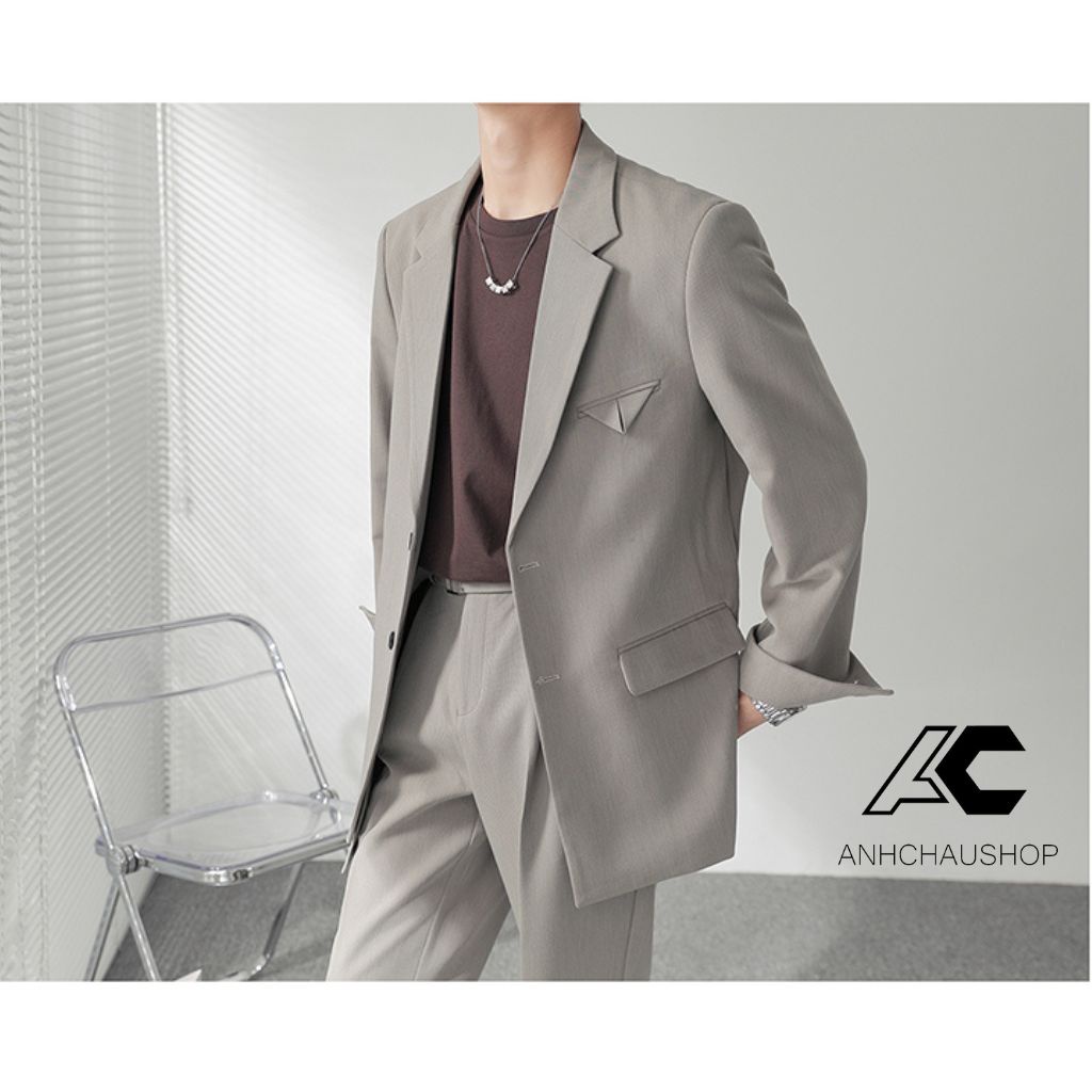 Set Blazer Nam Quần âu nam ANHMINH bộ vest nam gồm áo vest và quần âu lịch lãm sang trọng thời trang Hàn Quốc AD015