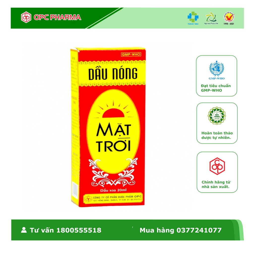 DẦU NÓNG MẶT TRỜI OPC  - Xoa bóp khi nhức mỏi, tê thấp, đau lưng,  - Hàng chín hãng OPC