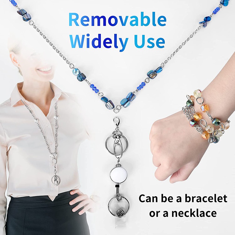 Set 3 Dây Đeo Thẻ id Đính Hạt Có Thể Thu Gọn Cho Nữ