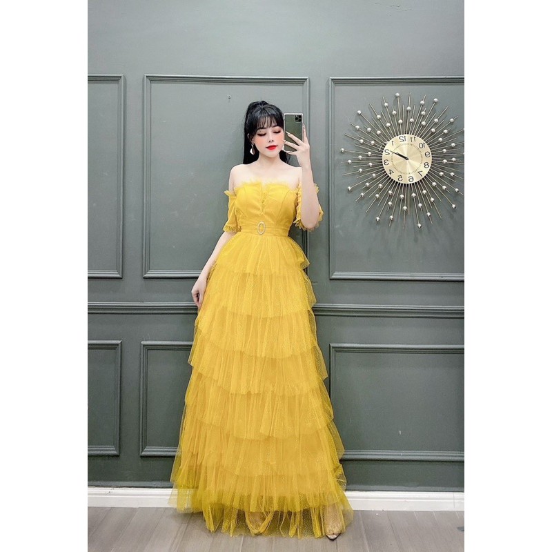 Đầm dự tiệc trễ vai lưới nhũ TRIPBLE T DRESS - size M/L( ảnh chụp thật) MS129Y