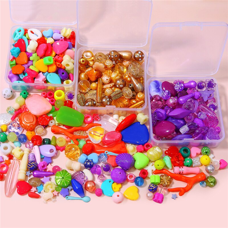 Hạt nhựa acrylic hỗn hợp màu sắc ngẫu nhiên dùng làm vòng tay vòng cổ trang sức thủ công