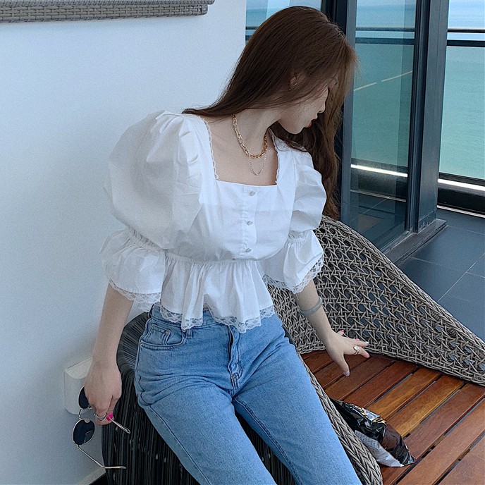 Áo sơ mi trắng kiểu nữ Emilyshop ulzzang