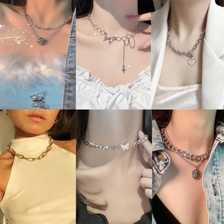 Vòng cổ nữ trái tim Choker dây chuyền bạc vòng bươm bướm trang sức Hàn Quốc phụ kiện thời trang