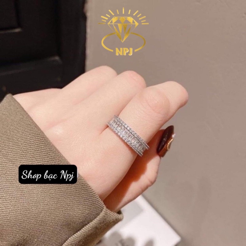 Nhẫn Full đá , Nhẫn nữ Bạc Ta ,Thiết kế hiện đại trẻ trung ⚡️ SIÊU SÁNG⚡️- Bạc Npj