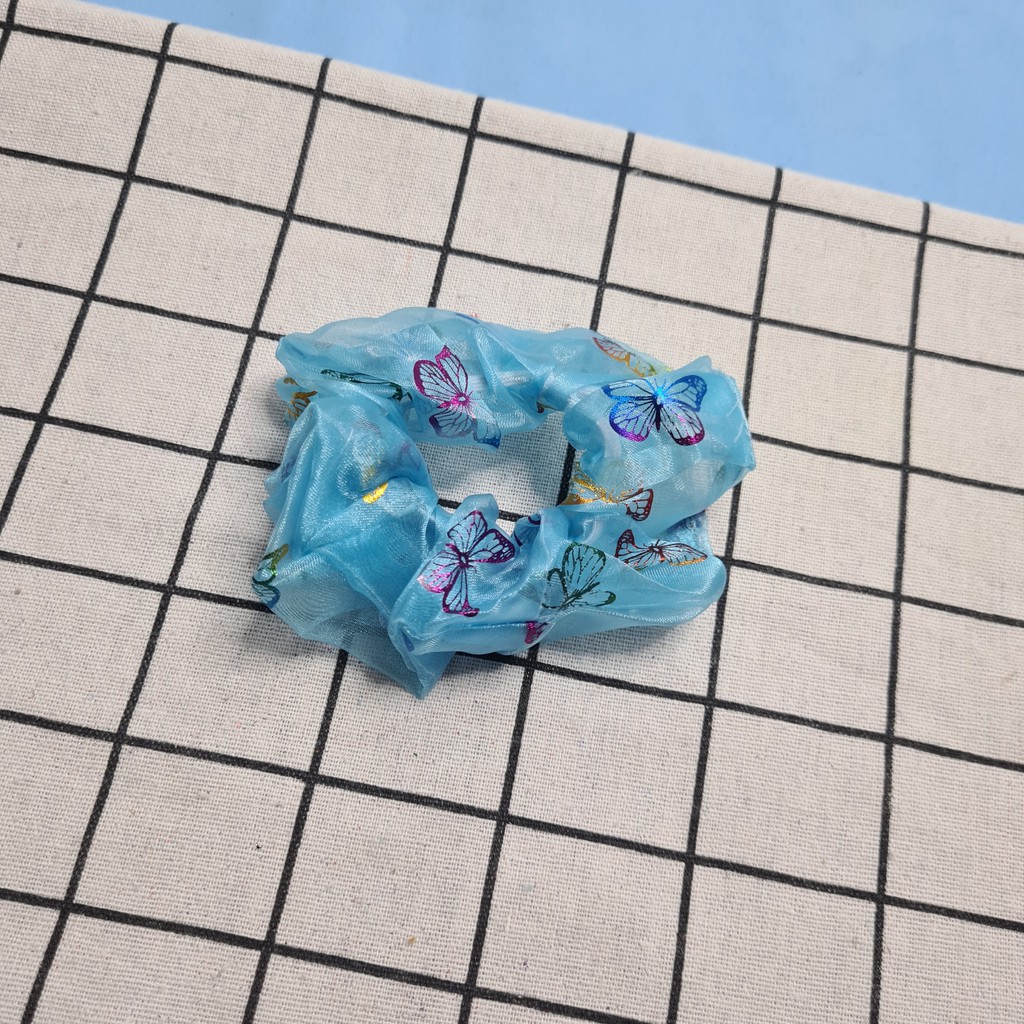 Cột tóc Vải Scrunchies Bươm Bướm