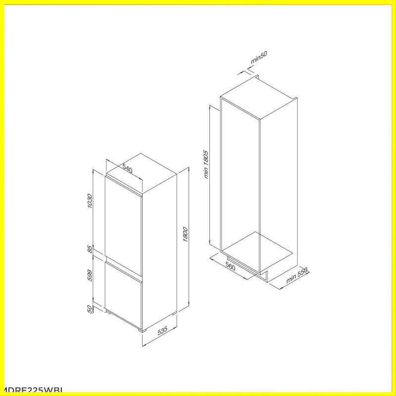 Tủ lạnh âm tủ Malloca MDRF225WBI , Dung tích 225L nhập khẩu nguyên chiếc ( Cam Kết Chính Hãng )