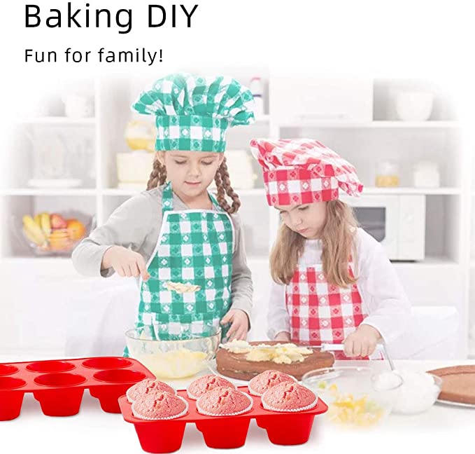 Khuôn Làm Bánh Xốp ANAEAT Chất Liệu Silicon Thiết Kế 6 Ô Tròn Lớn Chống Dính