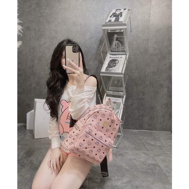 Balô mcm màu hồng đựng được siêu nhìu