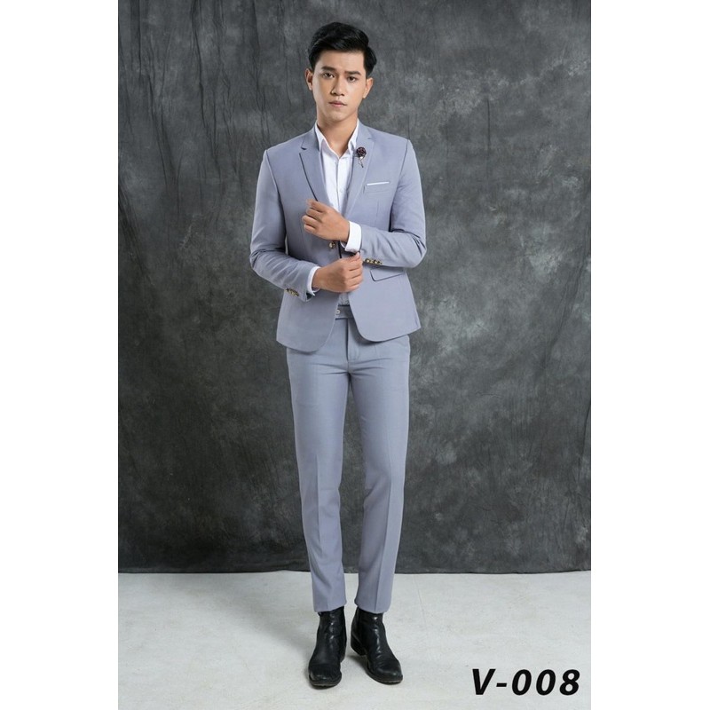 Bộ vest nam,Aó vest nam thời trang ,bộ suit màu ghi  cao cấp lịch lãm cho phái mạnh, com lê blaze