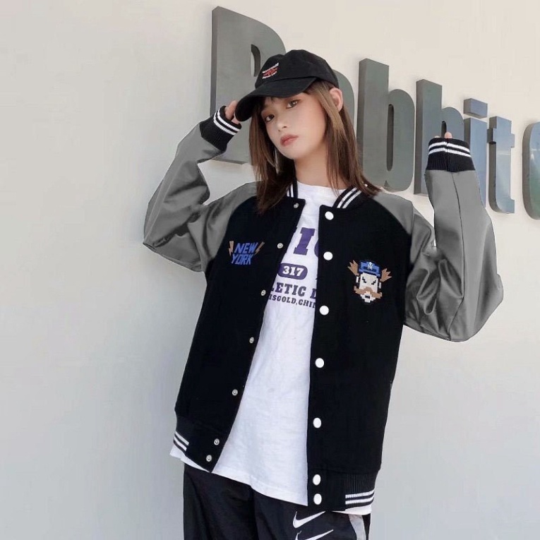 Áo khoác dù bomber Aqua2ma áo khoác unisex Freesize dưới 65kg nút bấm logo thêu rẻ đẹp