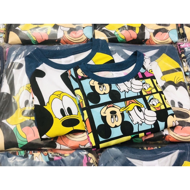 Set 2 bộ cotton dài tay mickey donal cho bé trai size từ 10-24 cân