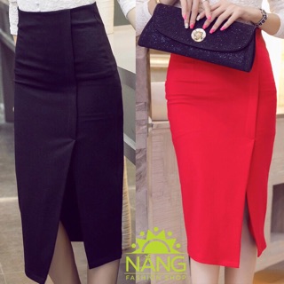 Chân Váy Dạ 🌸FREESHIP🌸 Chân váy công sở xẻ tà trước dáng dài thời trang