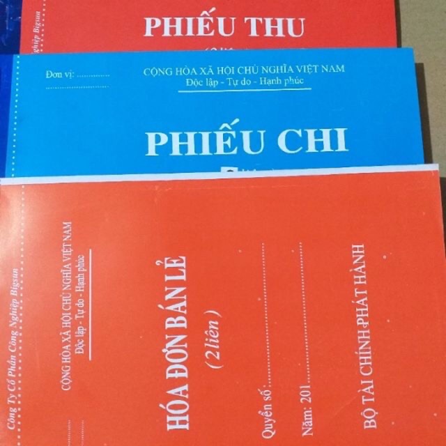 Phiếu thu, chị, hoá đơn 2 liên