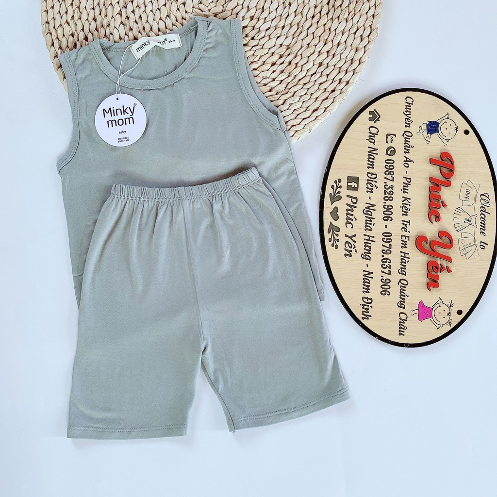 Sale !!! Bộ Ba Lỗ Minky Màu Trơn Thun Lạnh Cho Bé (6-18kg)