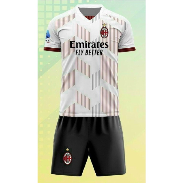 Bộ quần áo đá banh AC Milan trắng 22-23