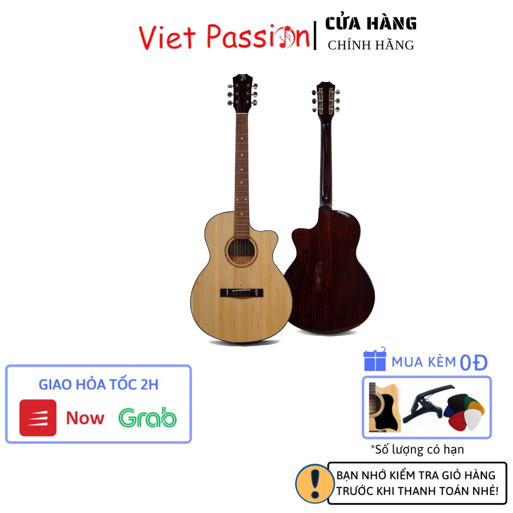 Đàn guitar acoustic SVA+ mặt gỗ Thông có ty chỉnh cong cần giá sinh viên chất lượng cao âm thanh tuyệt vời VietPassion