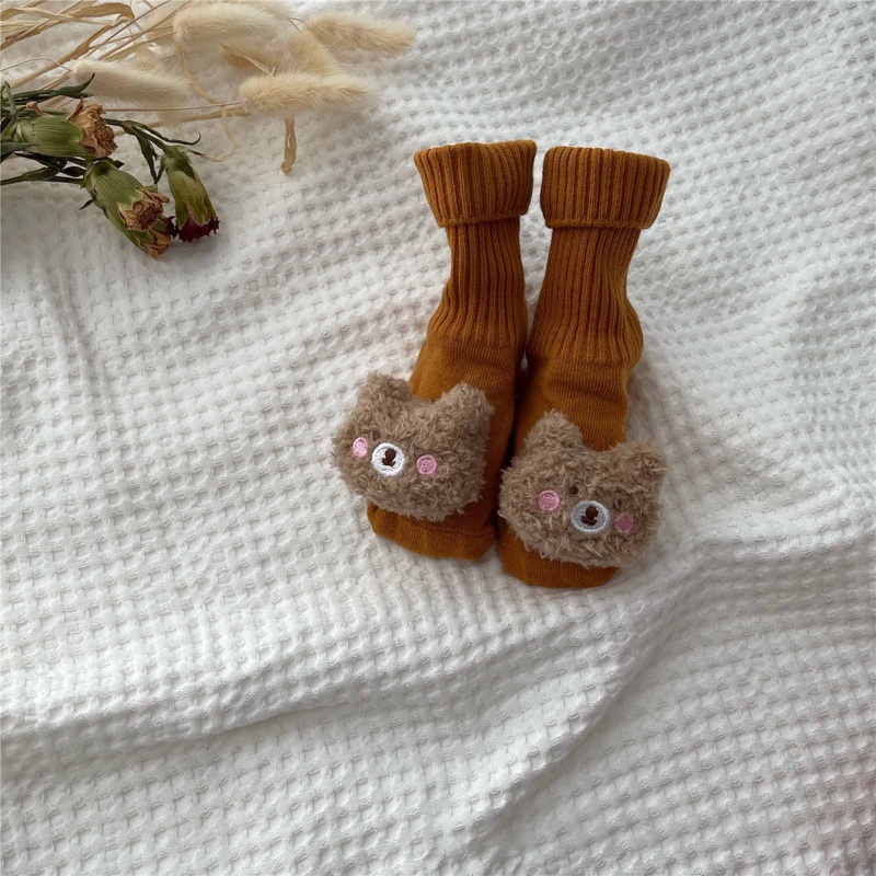 Vớ Cotton Mềm Mại Chống Trượt Hình Gấu Dễ Thương Cho Bé