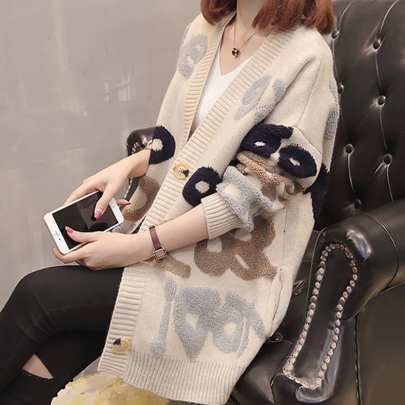 Áo khoác cardigan dệt kim tay dài