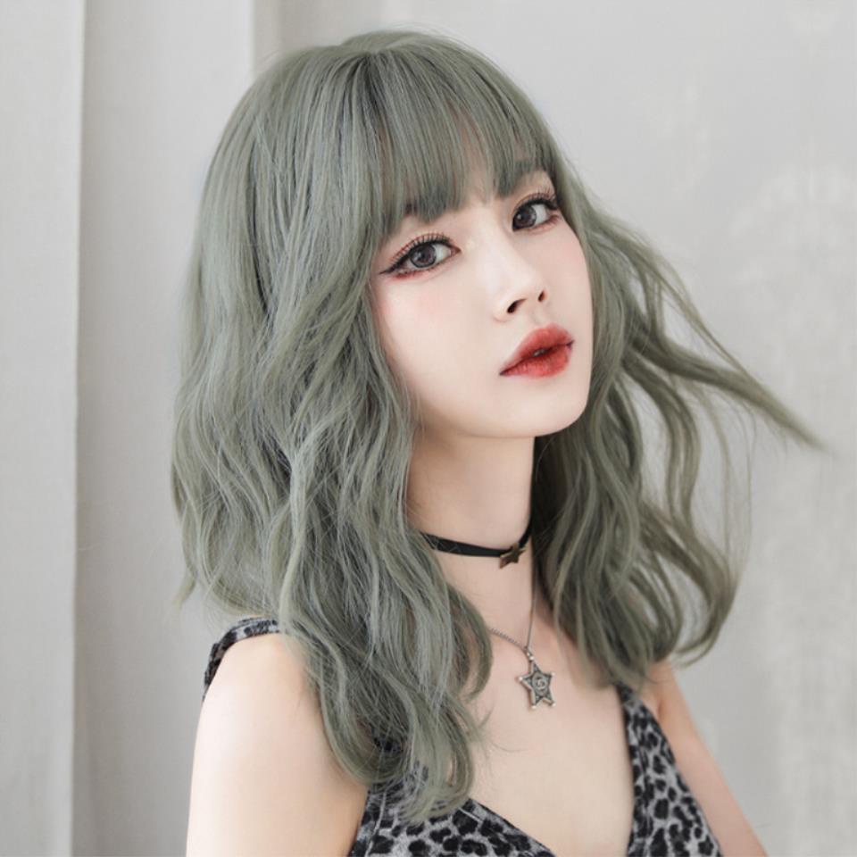 (Hàng Mới Về) Bộ Tóc Giả Xoăn Dài Vừa Màu Xanh Lá Thời Trang Cho Nữ C- 0318