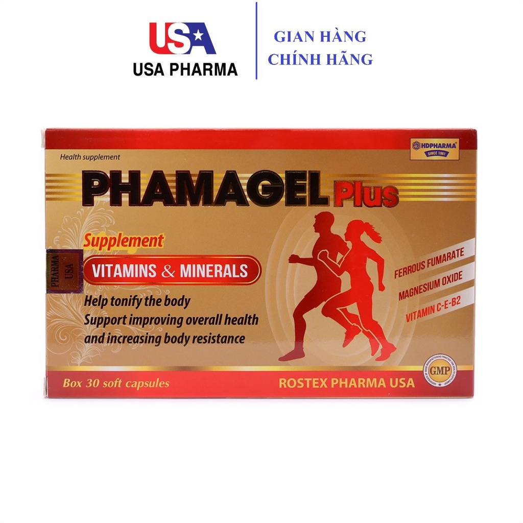 Viên uống vitamin tổng hợp Phamagel Plus tăng cường sức khỏe - 30 viên [Phamagel Plus Hộp 30 viên]