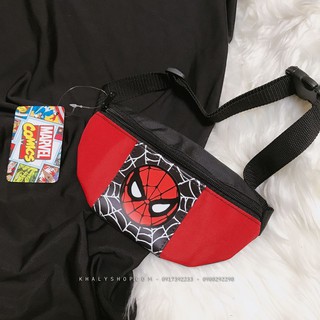 Túi đeo bao tử 1 ngăn hình người nhện Spiderman mặt tròn màu đen đỏ cho bé trai siêu hot - (Thái Lan) - 165NSPNG8002