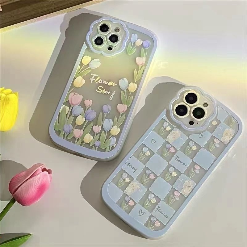 Ốp Điện Thoại Silicone Mềm Chống Sốc In Hình Hoa Tulip Cho IPhone 11 13 Pro Max 7 6 8 Plus 13 12 Pro X XR XS Max