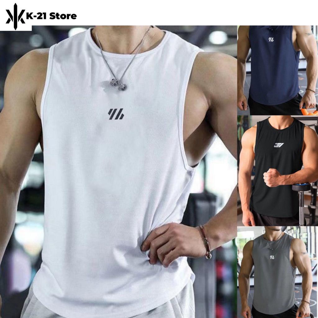 Áo ba lỗ nam -  Áo tập gym tanktop  in Hình 96 vải cotton đen-trắng-xám từ 40 đến ́80kg phù hợp cho nhiều AE K-21