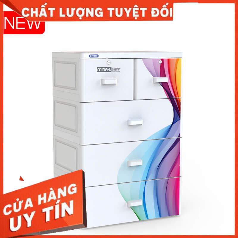 [FREESHIPXTRA] TỦ NHỰA DUY TÂN Mina L HỒNG  4 tầng 5 ngăn - .