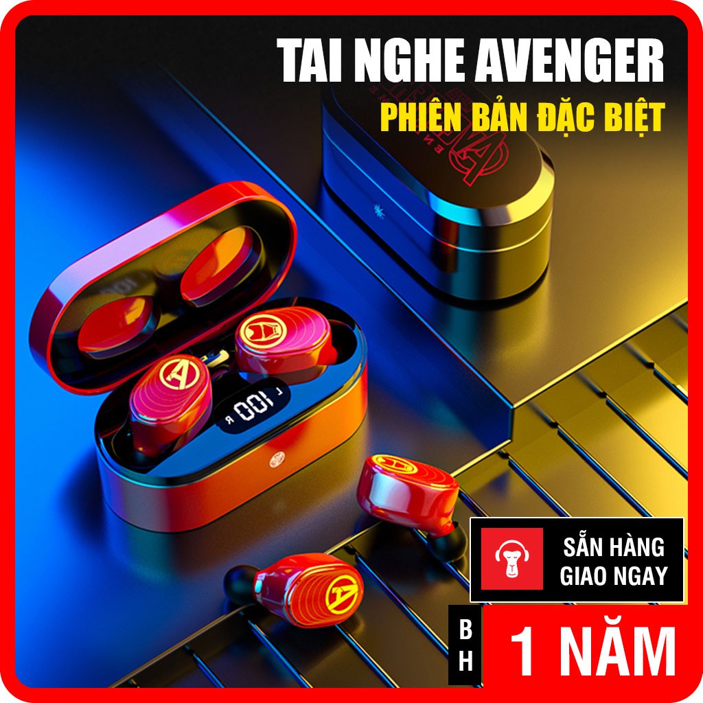Tai nghe kết nối bluetooth 5.0 TWS phong cách nhân vật Marvel Avengers chống nước IPX7 BẢO HÀNH 3 THÁNG 1 ĐỔI 1