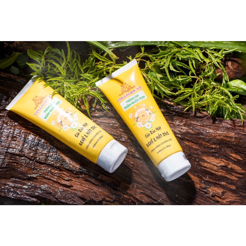 Sữa Rửa Mặt Nghệ Mật Ong Collagen X3 Đông Anh 100ml  Ngừa Mụn - Se Khít Lỗ Chân Lông - Sạch Da