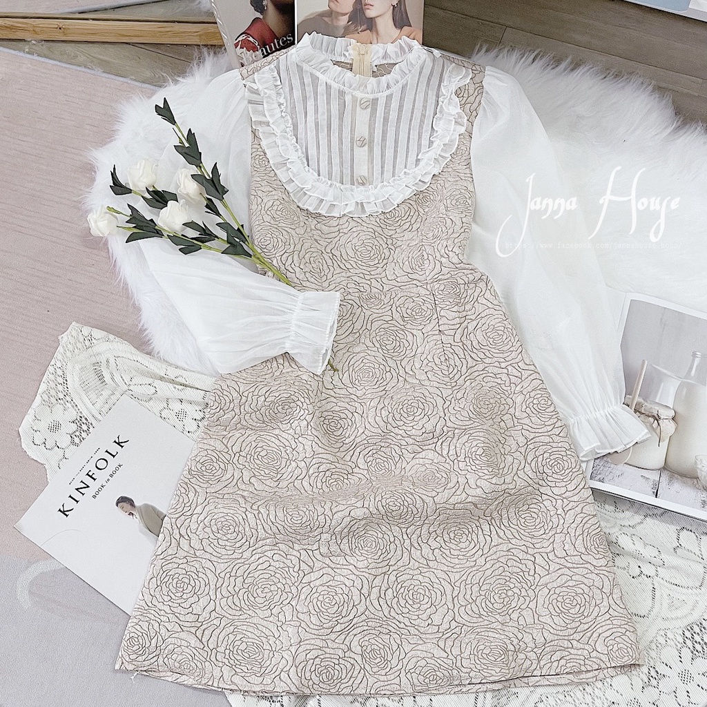 - Váy xốp hoa 3D phối tay voan tiểu thư ulzzang - M51 - jannahouse