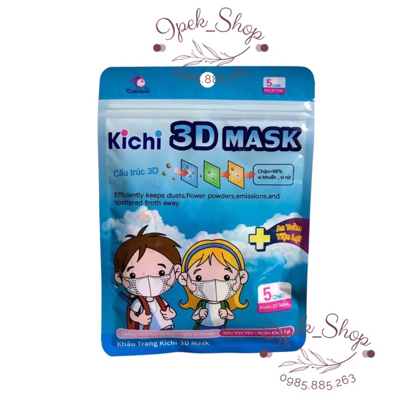 Khẩu trang KICHI 3D Mask cho trẻ em  từ sơ sinh đến 4 -5 tuổi( 5 chiếc/ túi) - Ipek_Shop