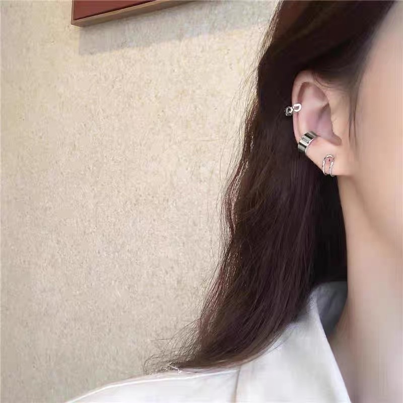 Set 3 chiếc bông tai kẹp vành không cần bấm lỗ tim
