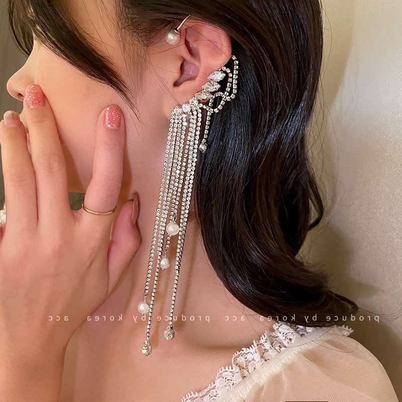 Bông Tai Đính Đá Phối Tua Rua Thời Trang Dành Cho Nữ