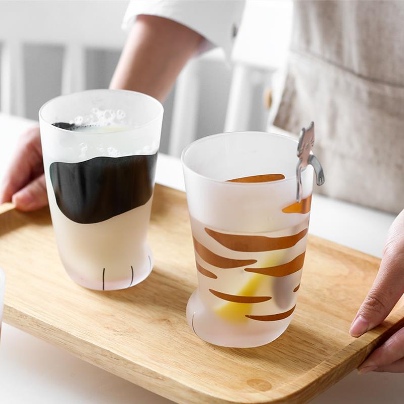 Ly Thủy Tinh Thiết Kế Chân Mèo Dễ Thương Tiện Dụng