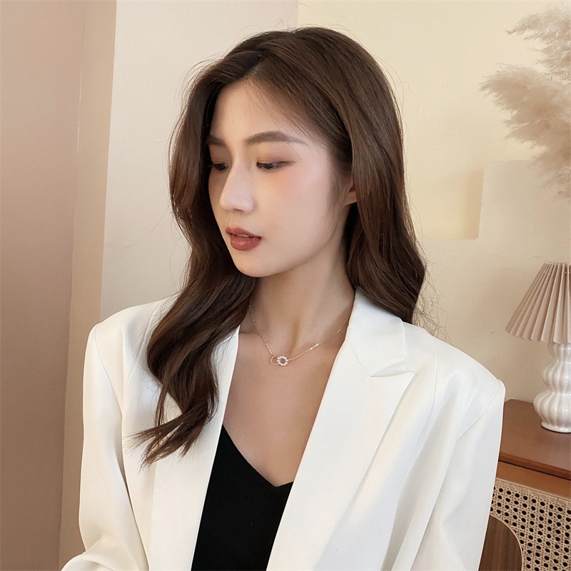 Ahellogirl Vòng cổ đính ngọc trai giả phong cách retro thời trang sang trọng cho nữ