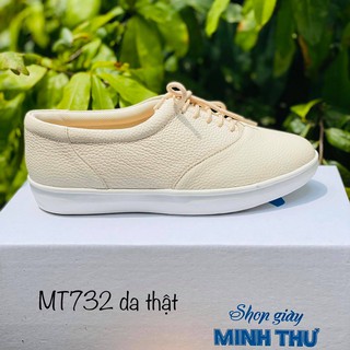 Giày Slip on da thật cột dây đế độn 4cm MT732
