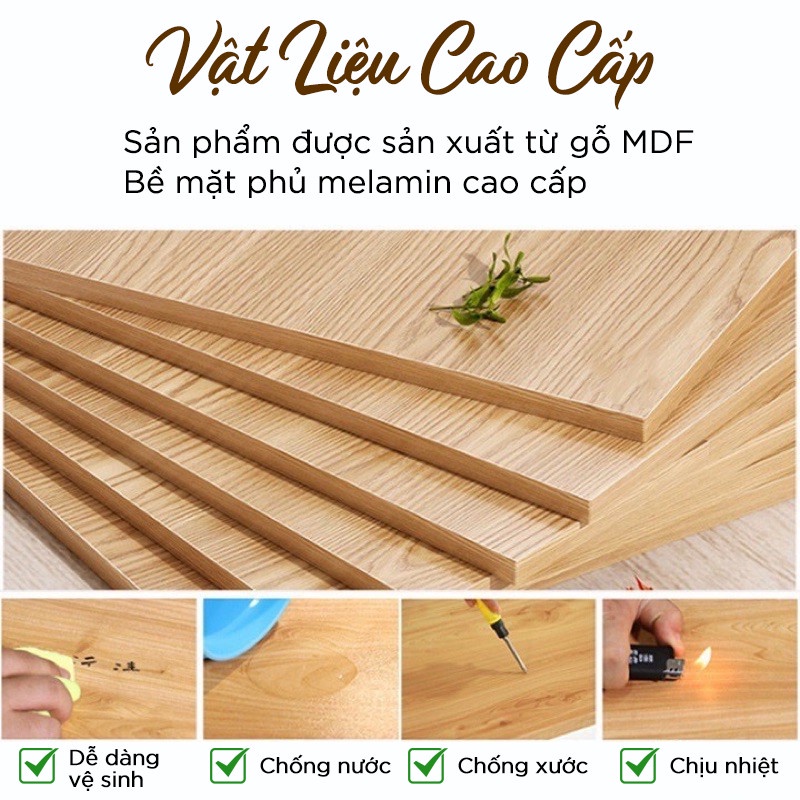 Bàn làm việc kèm kệ lửng DEPOT, bàn gỗ MDF cao cấp khung thép tĩnh điện