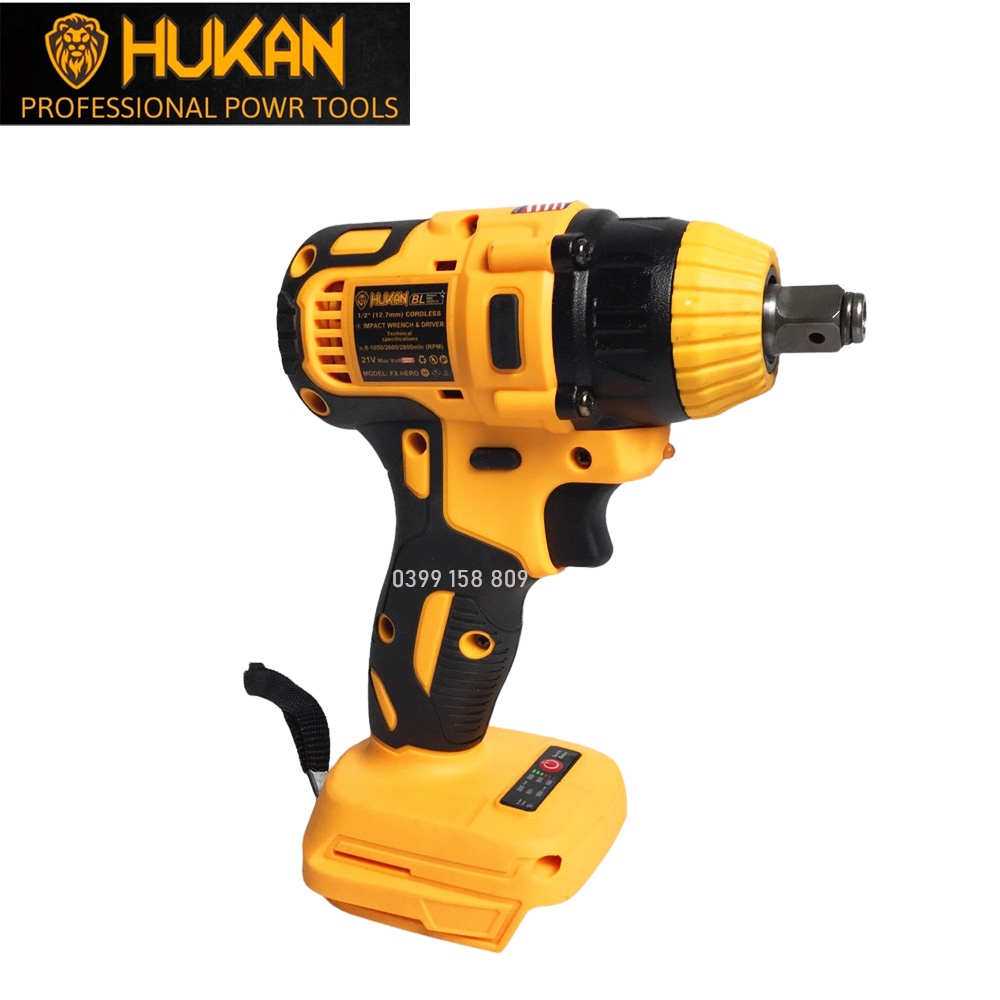 Máy Siết Bulong HUKAN HK-Hero Lực Siết 380Nm, 3 Cấp Tốc Độ, Đầu Khẩu 22cm Kèm 3 Pin